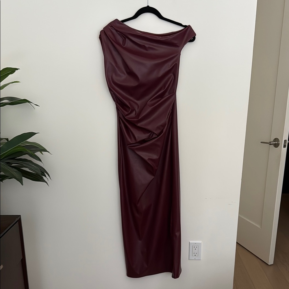 ASOS Elegant Burgundy Off-Shoulder Faux Leather